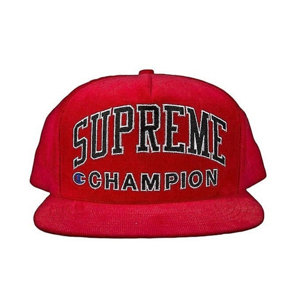 Supreme Champion Corduroy 5 Panel Red Snapback‎ Hat Made in USA Season SS17